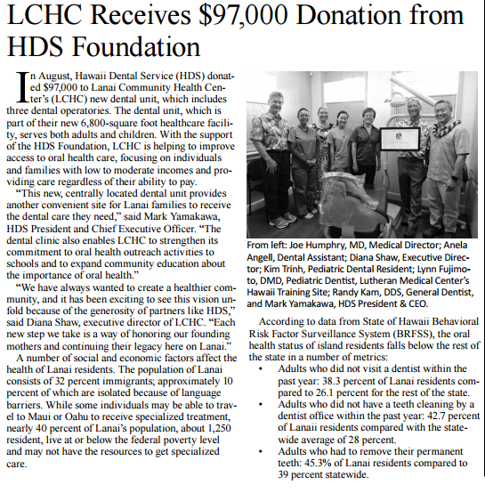 LCH Rcvd Donation